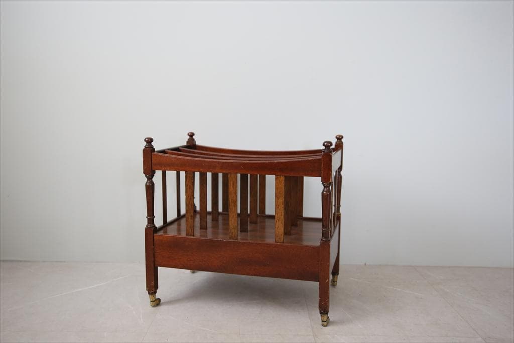 英国アンティーク木製マガジンラック/カンタベリー/本立て/雑誌本棚(89-91)