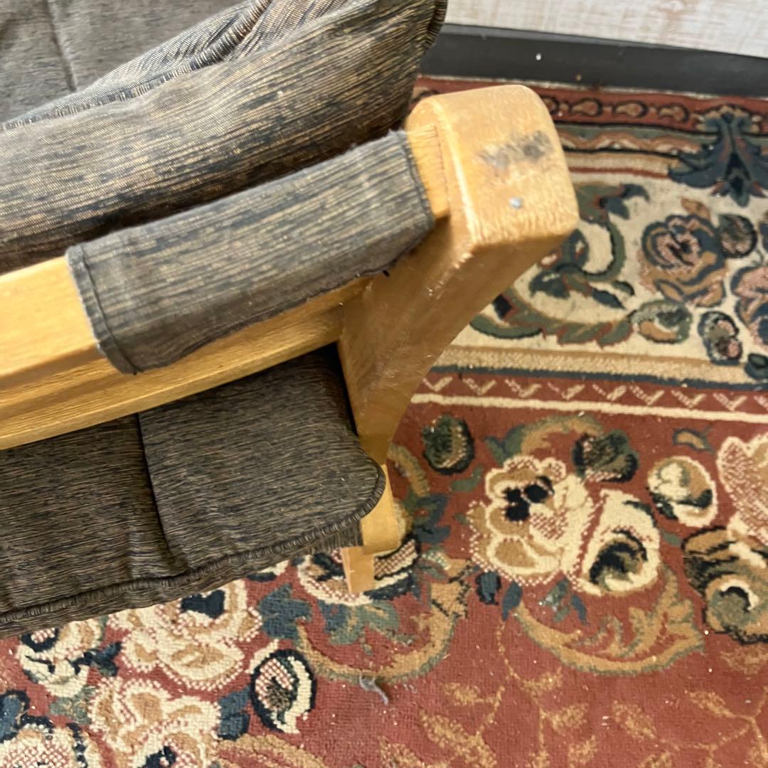 ⑥ 北欧レトロ ミキモク 雅 木製フレーム アームレスチェア 一人掛けソファー