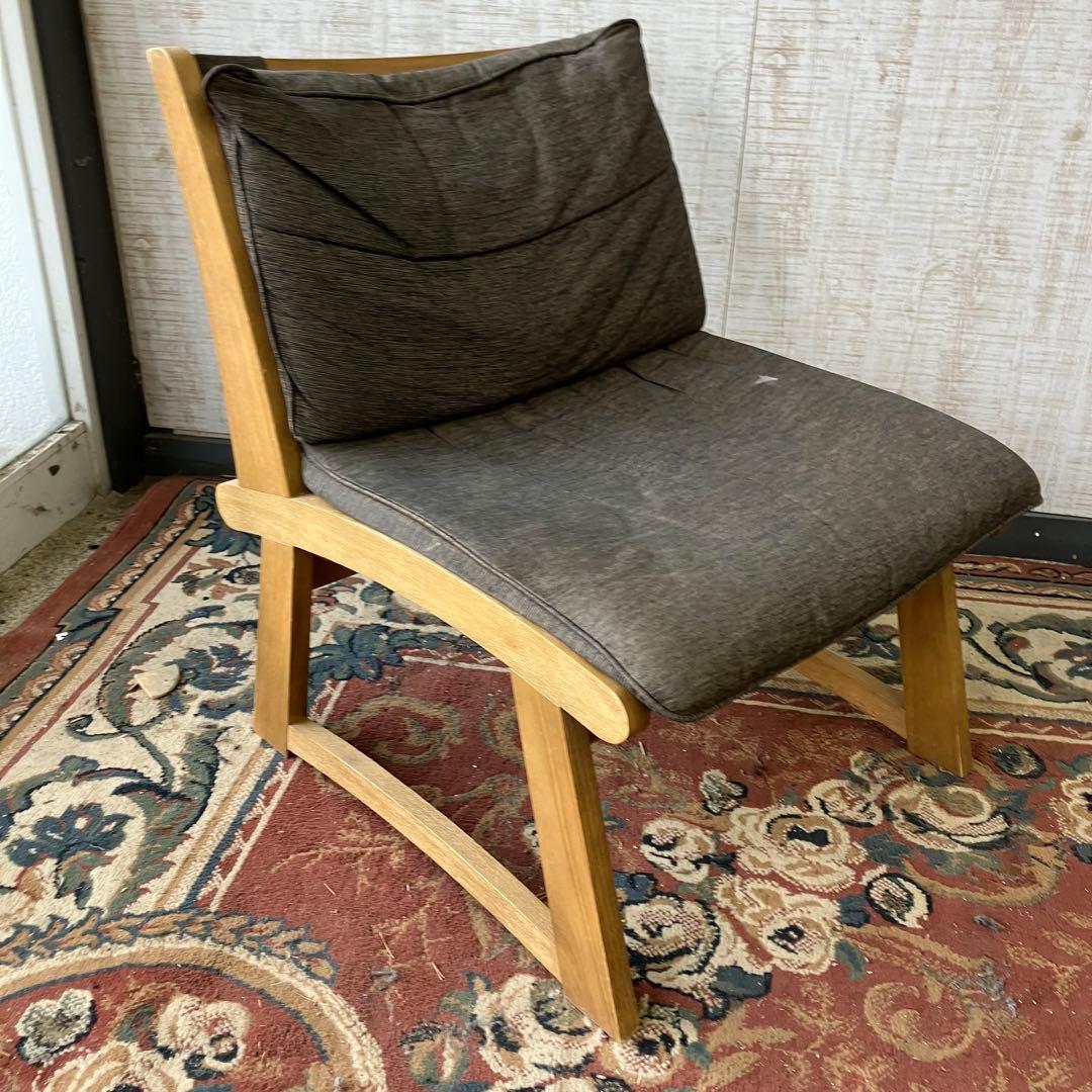 ⑥ 北欧レトロ ミキモク 雅 木製フレーム アームレスチェア 一人掛けソファー