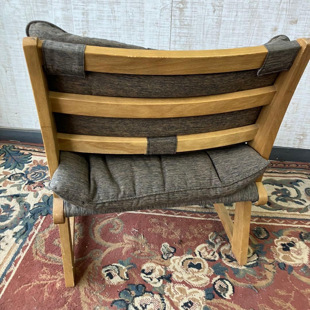 ⑥ 北欧レトロ ミキモク 雅 木製フレーム アームレスチェア 一人掛けソファー