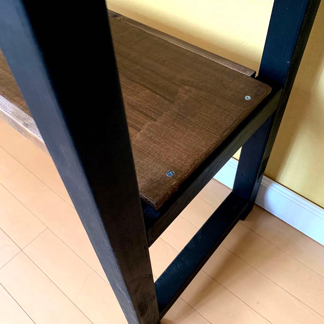 【2色の木製テーブル/棚付き】コンソール/店舗ディスプレイ/カフェ(組み立て式)