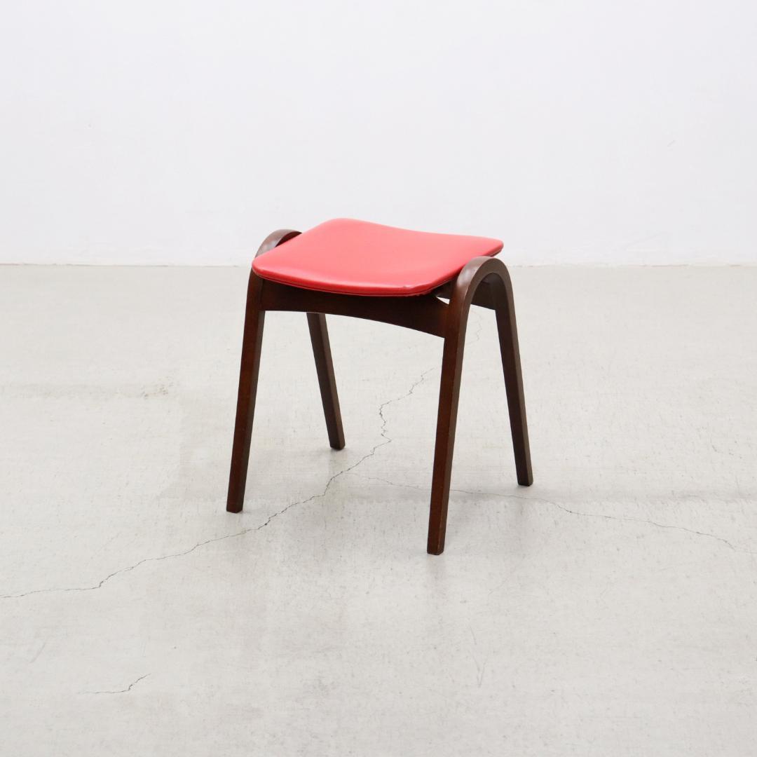 秋田木工 ビーチ材 スタッキングスツール No.202 ヴィンテージ 赤 1
