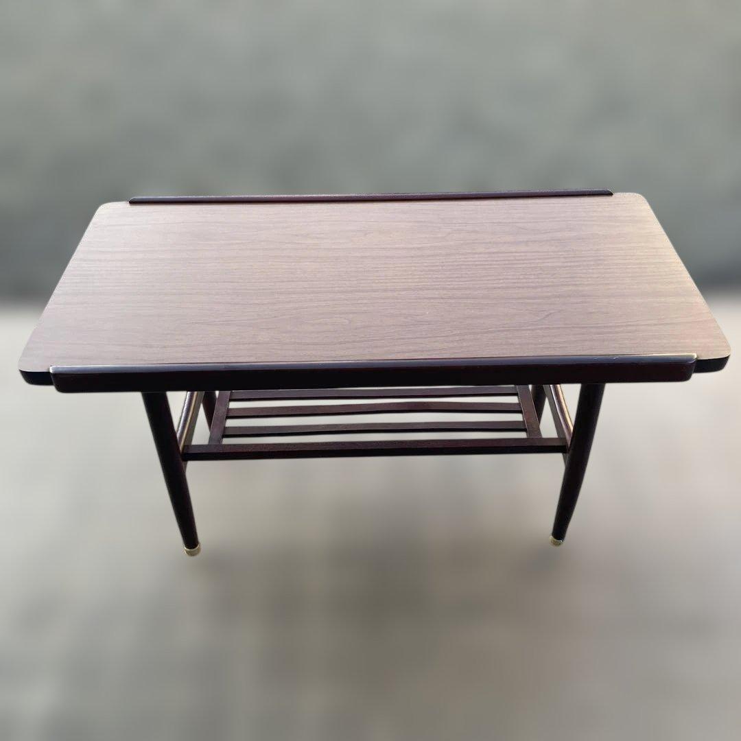 ブラウン木製サイドテーブル　昭和レトロ