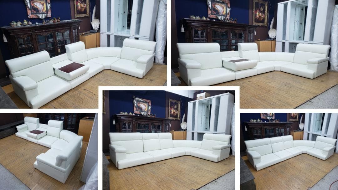 ①ハンドメイドmama　H7　合皮　コーナー ローソファ　５点セット