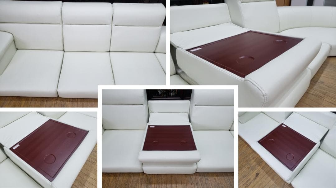 ①ハンドメイドmama　H7　合皮　コーナー ローソファ　５点セット