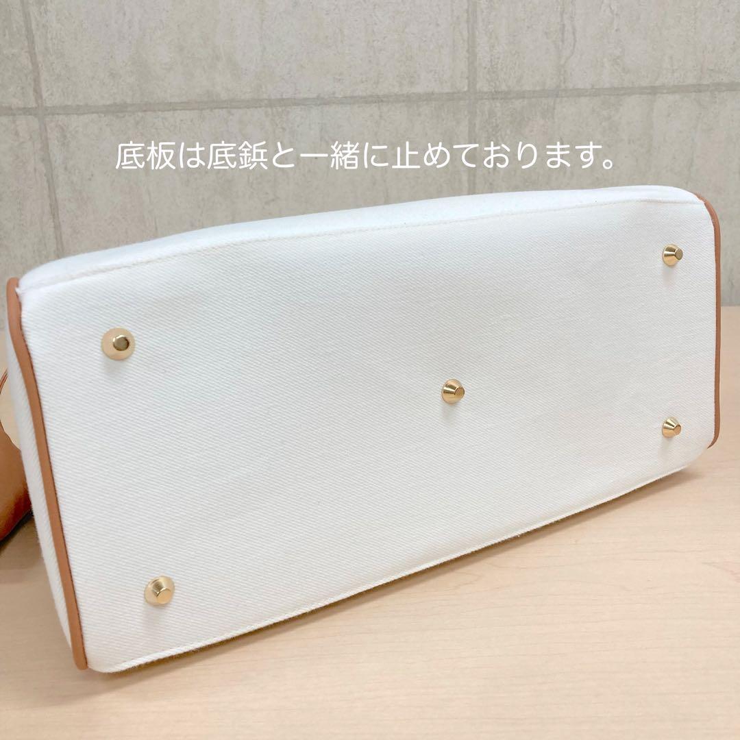 ハンドメイド　2wayハンドバッグ　岡山ホワイトデニム　合皮　南京錠付き