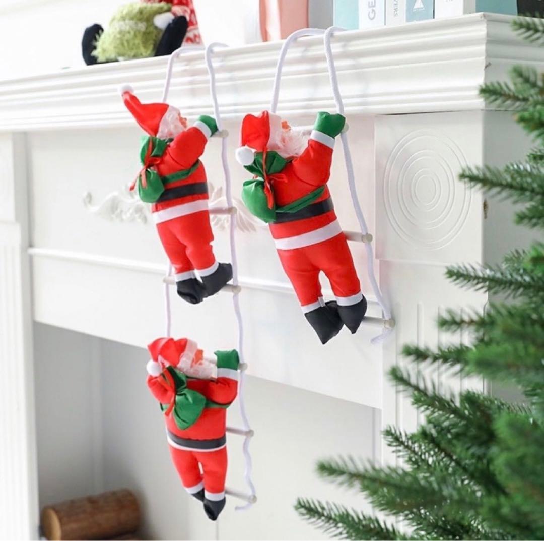 クリスマス サンタ シンプル ツリー はしごのぼり サンタクロース Xmas