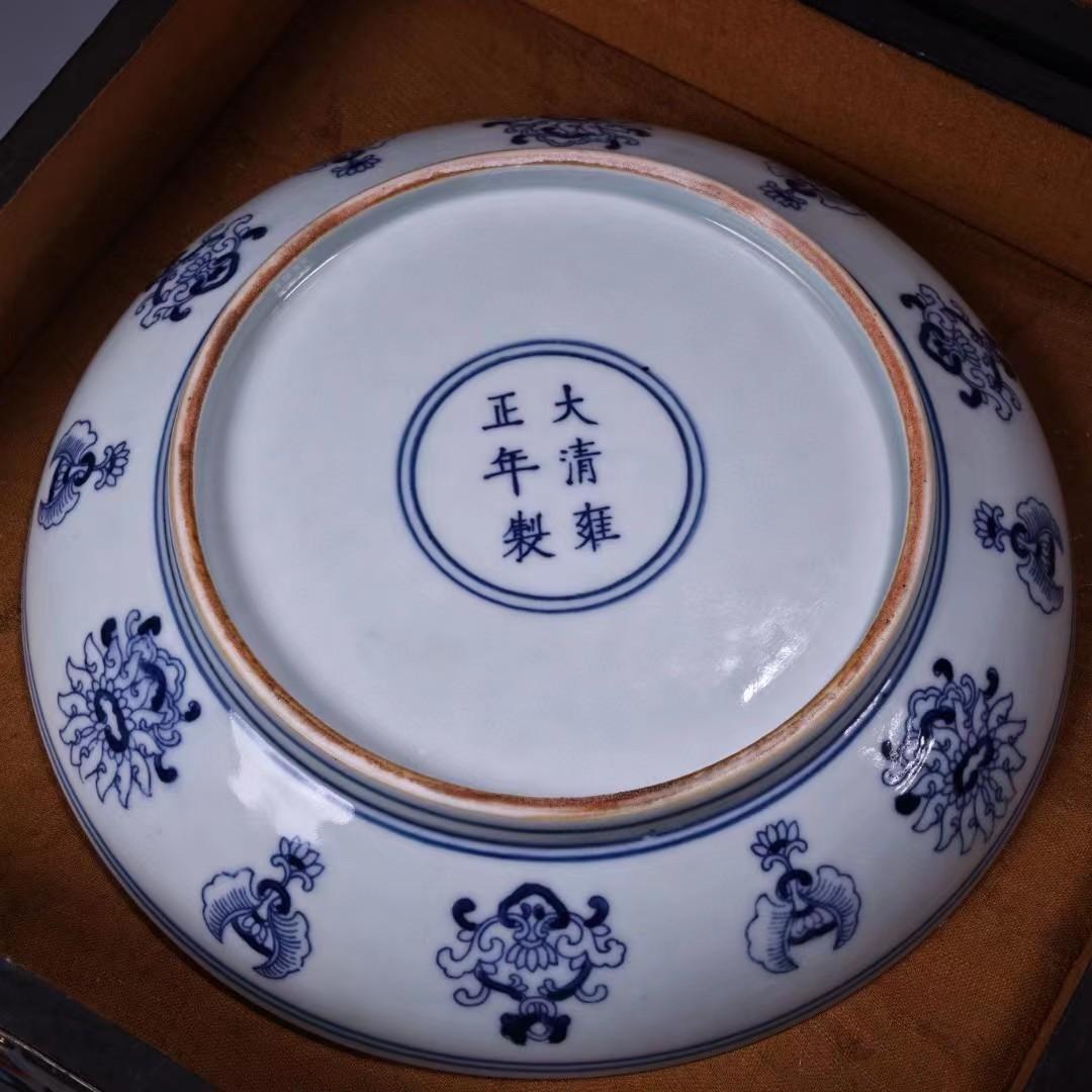 中国古美術・旧蔵磁器・藍釉青花染付皿・純手描き・文房具・置物・観賞