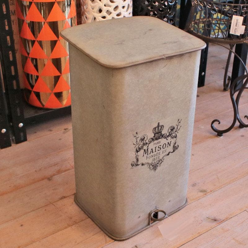 アンティーク調 ペダル式ダストボックス ゴミ箱 蓋付き 399-1707