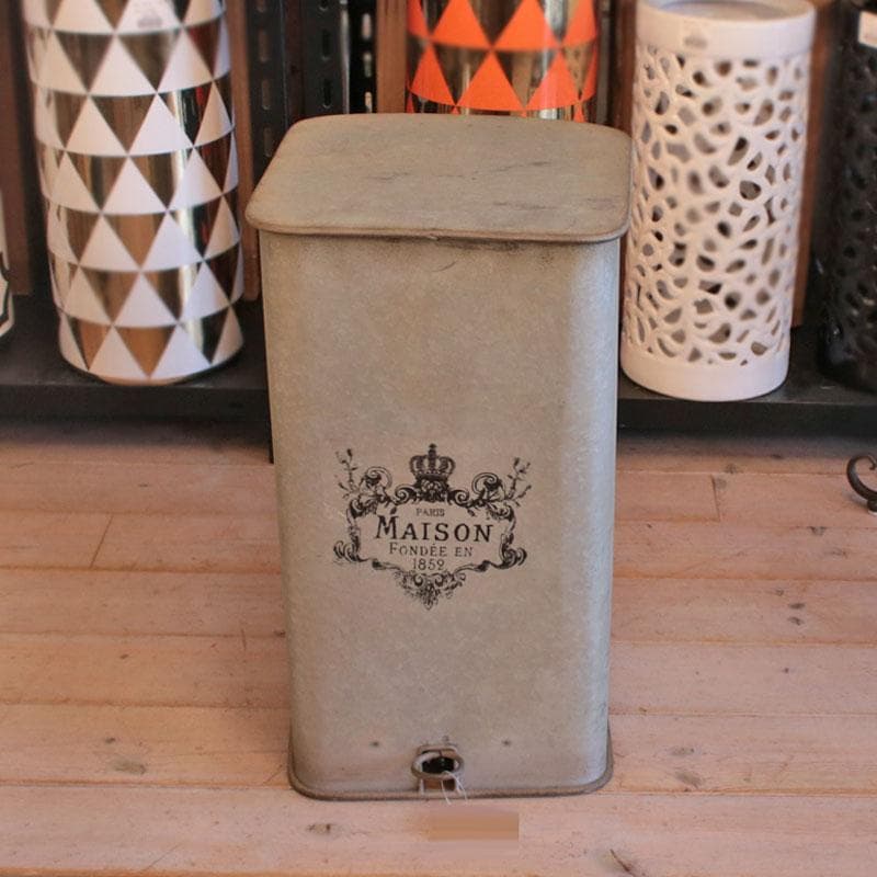 アンティーク調 ペダル式ダストボックス ゴミ箱 蓋付き 399-1707