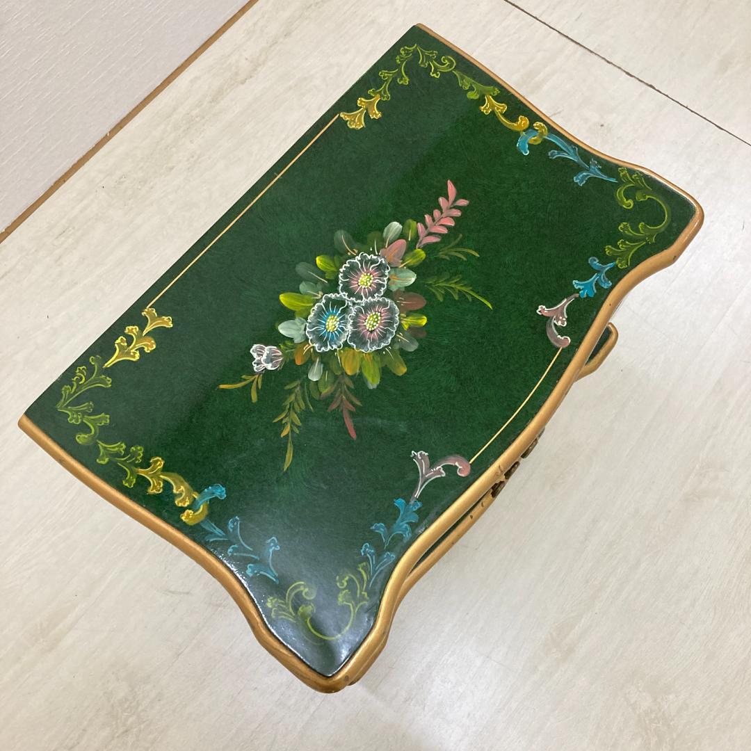 アンティーク調　猫脚　花柄　サイドチェスト　キャビネット　電話台　サイドボード