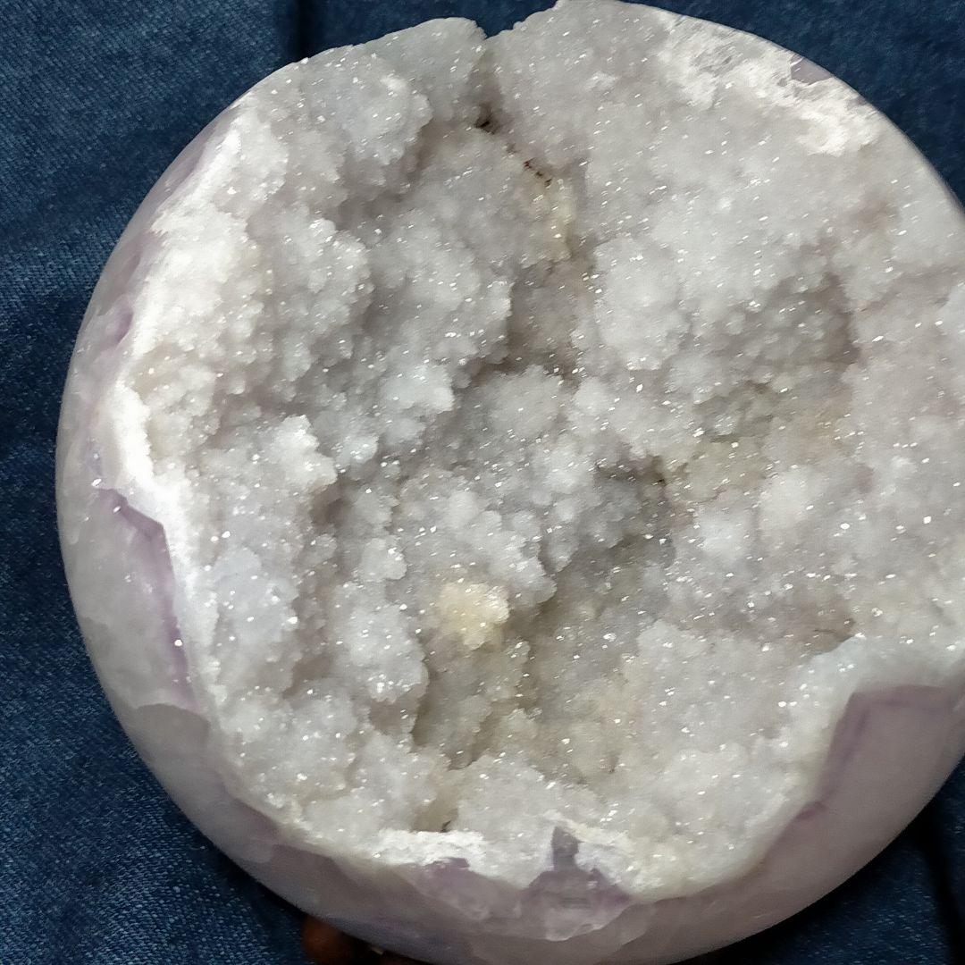 アメジスト 球体 置物 木製台座付き