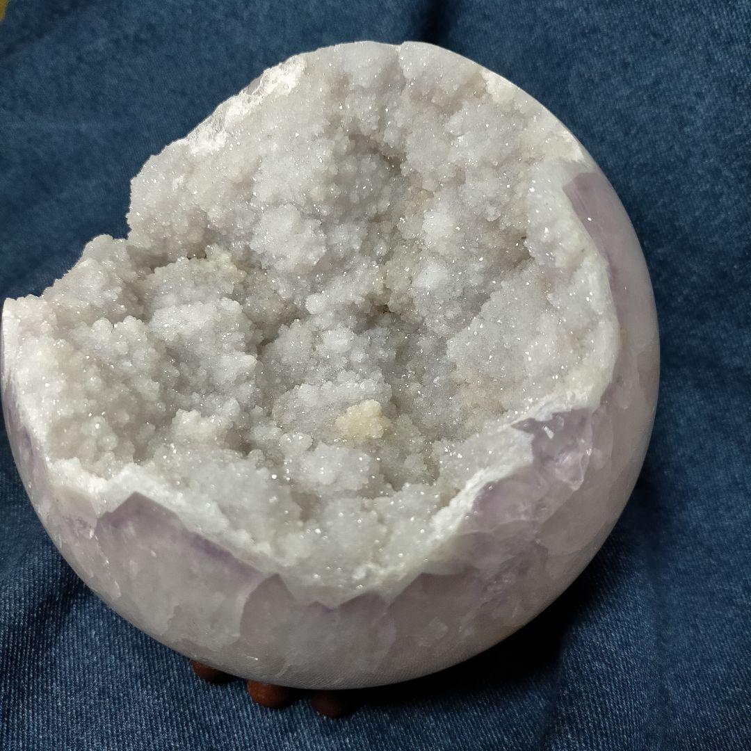 アメジスト 球体 置物 木製台座付き