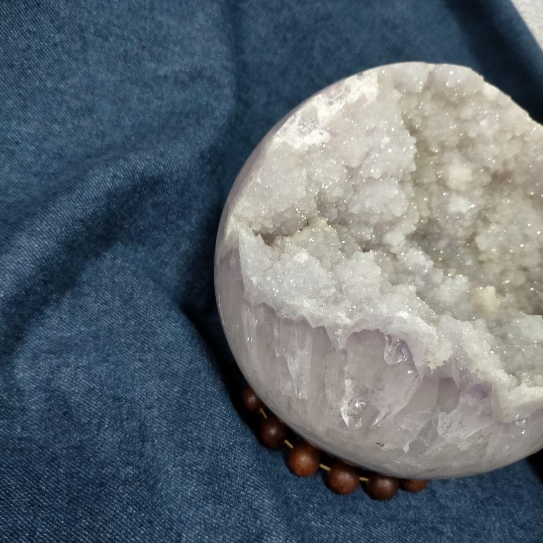 アメジスト 球体 置物 木製台座付き