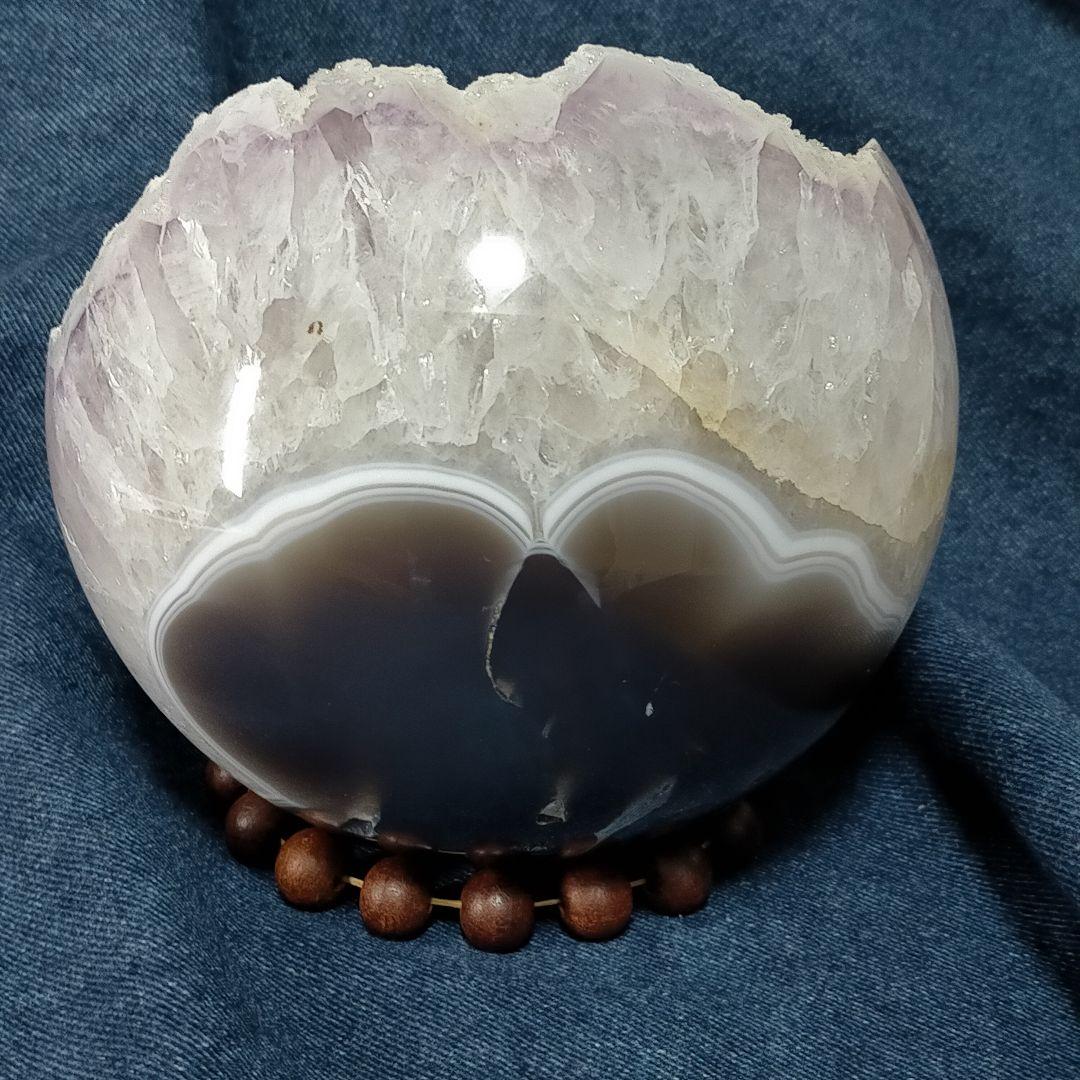 アメジスト 球体 置物 木製台座付き