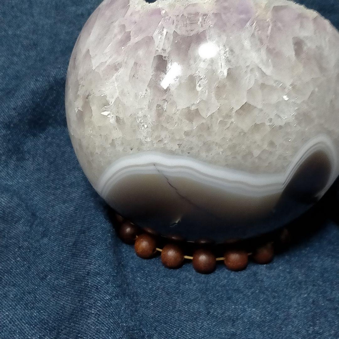 アメジスト 球体 置物 木製台座付き