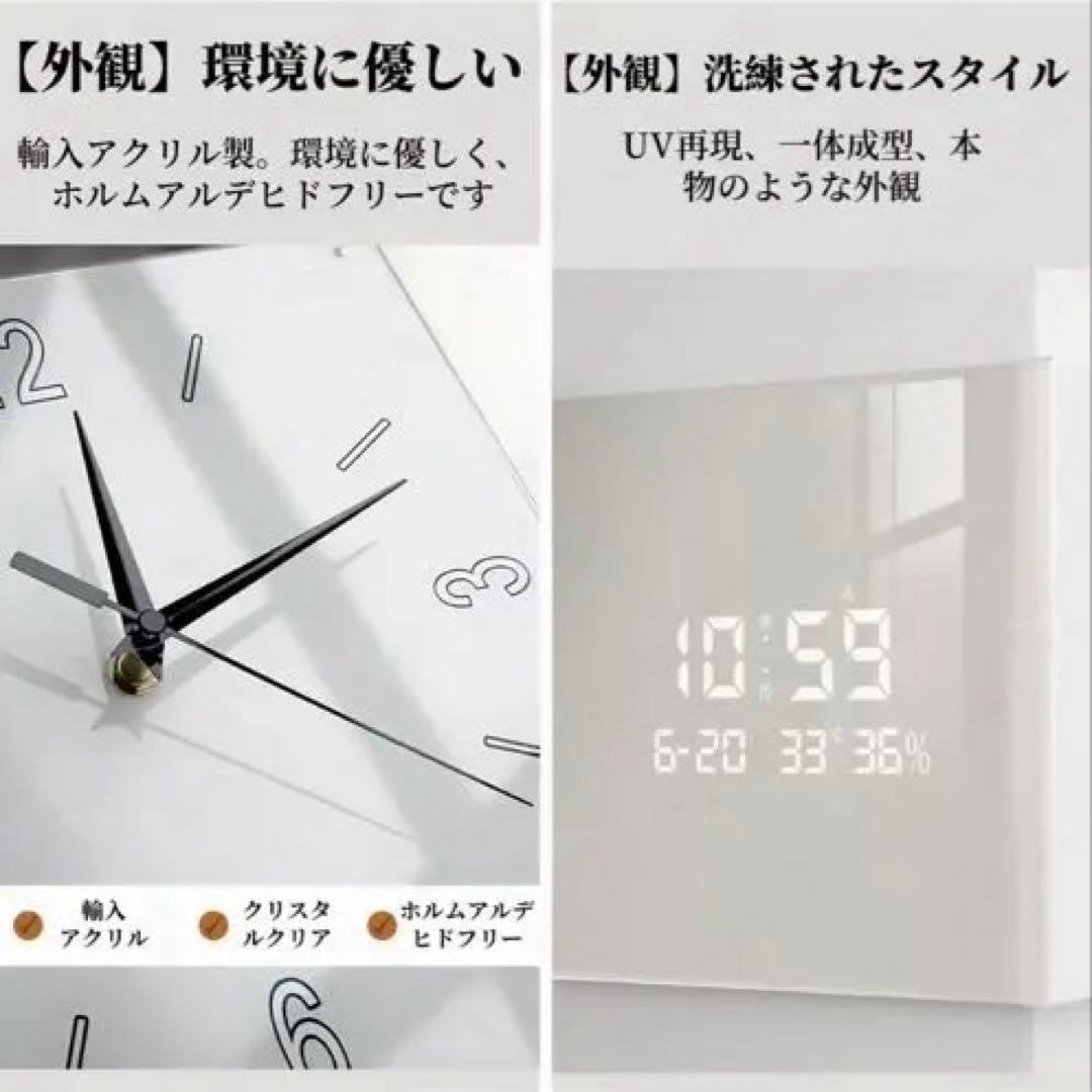 両面時計　立方体時計 グレー 30cm