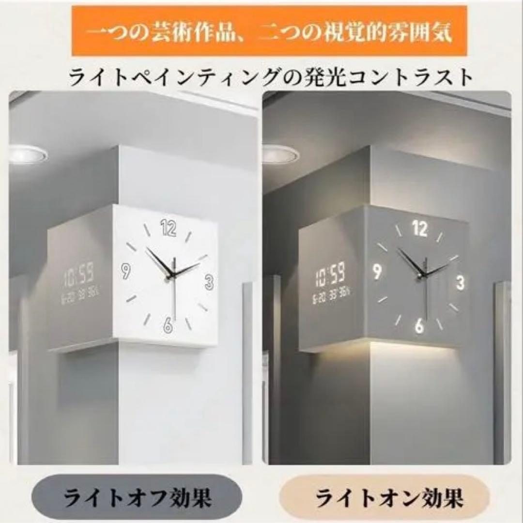 両面時計　立方体時計 グレー 30cm