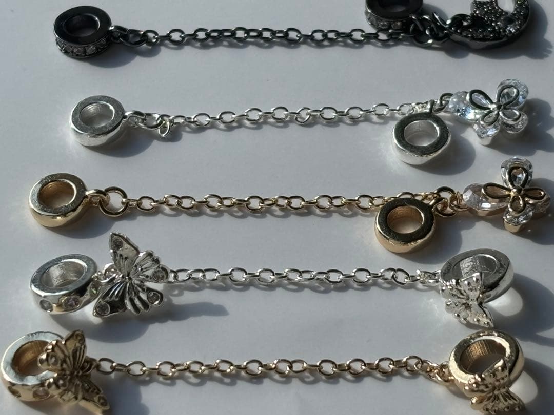 チェーン付ロンデル　パーツ　シルバー　ゴールド　ブラック　ハンドメイド　ばら売り