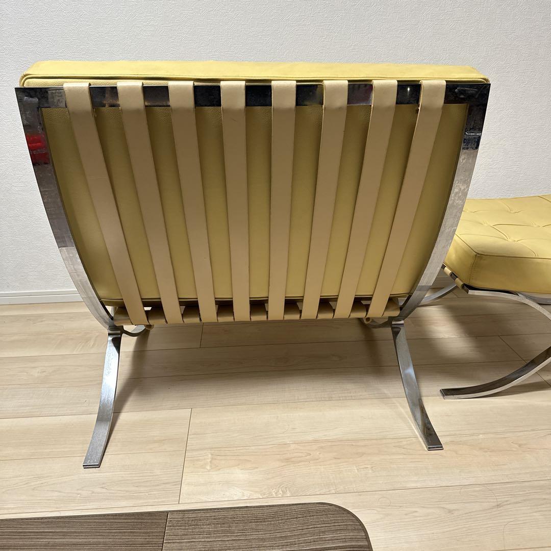 バルセロナチェア 本革 クロームフレームオットマンセット - メルカリ