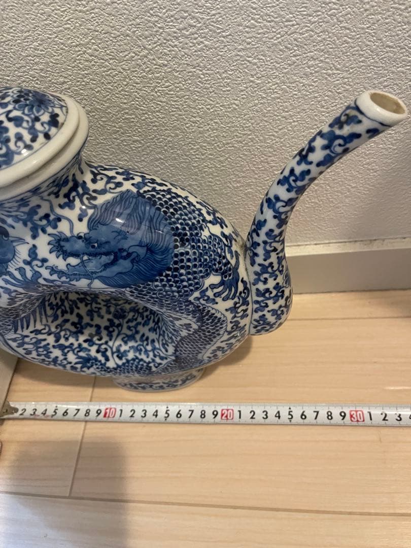 大清雍正年製款 龍鳳凰染付水差し 中国 古美術 時代物 アンティーク