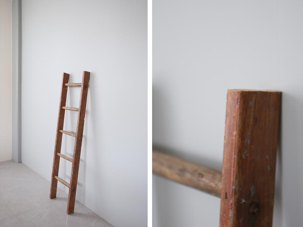 英国アンティーク木製ラダー/脚立はしご/階段ステップ/吊ハンガー85-216-3