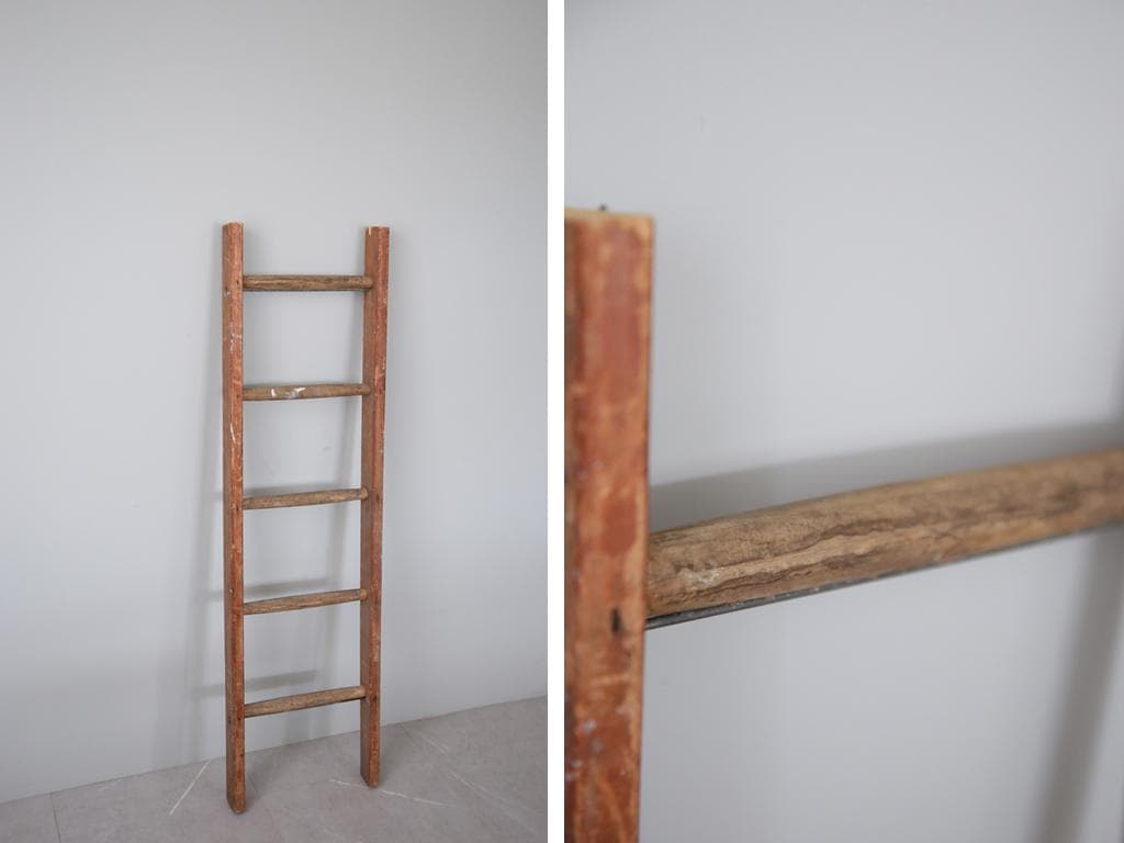 英国アンティーク木製ラダー/脚立はしご/階段ステップ/吊ハンガー85-216-3