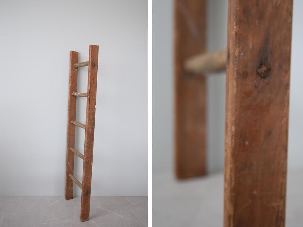 英国アンティーク木製ラダー/脚立はしご/階段ステップ/吊ハンガー85-216-3