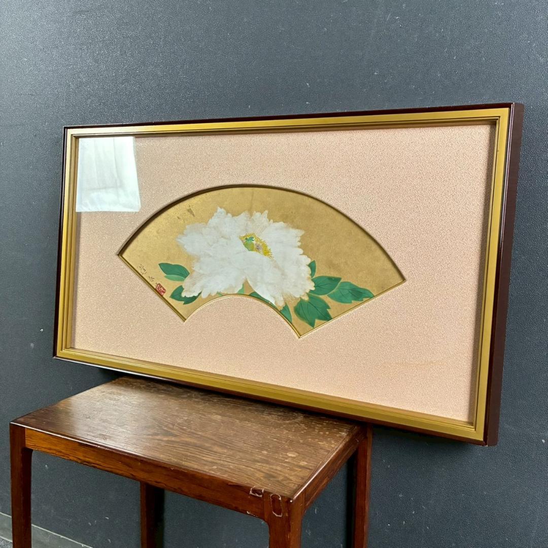 最終値下げ】山口蓬春「富貴花」日本画 肉筆 山口英極シール有 金地