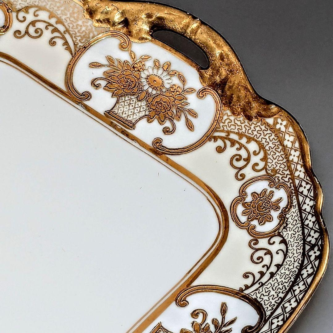 貴重な美品✨オールドノリタケ金盛上花籠装飾図紋マルキ印プレート大皿