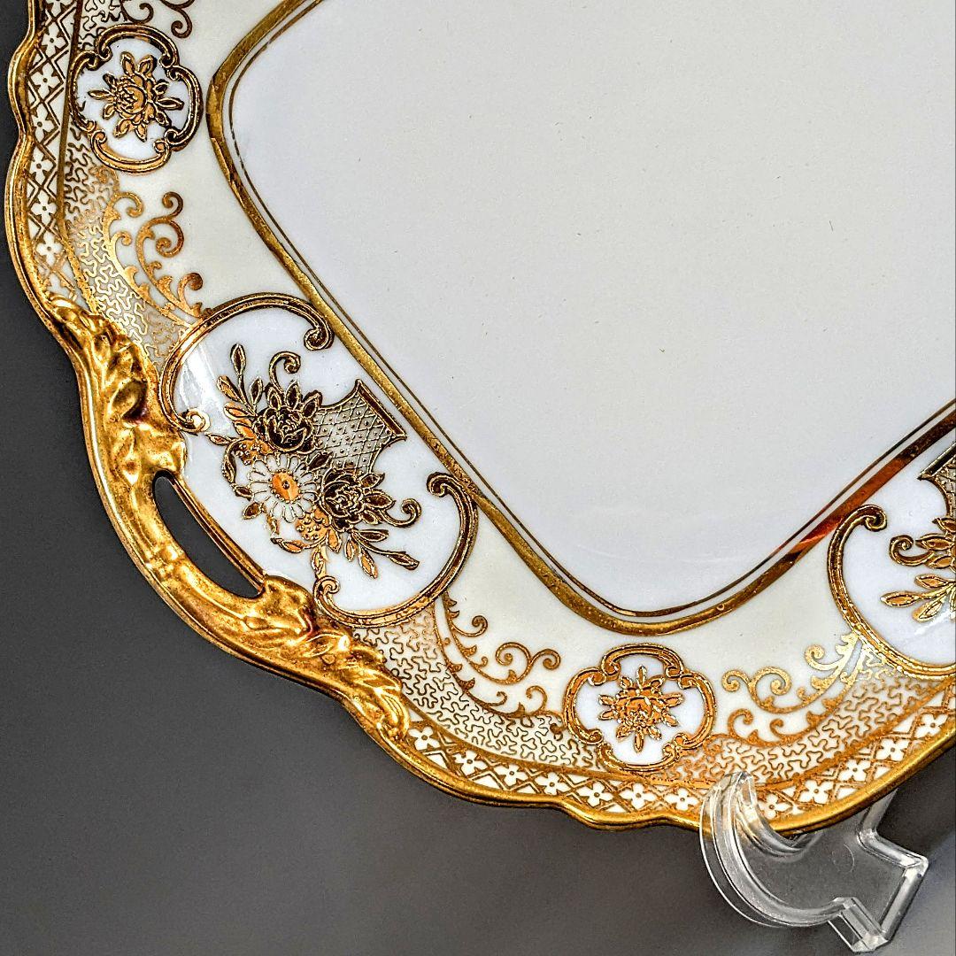 貴重な美品✨オールドノリタケ金盛上花籠装飾図紋マルキ印プレート大皿