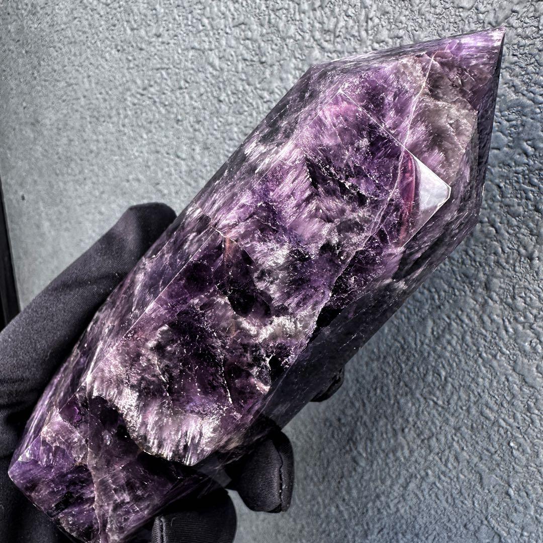 巨大☆キラキラ☆アメジスト 六角柱 水晶パワーストーン 天然石 原石A1188