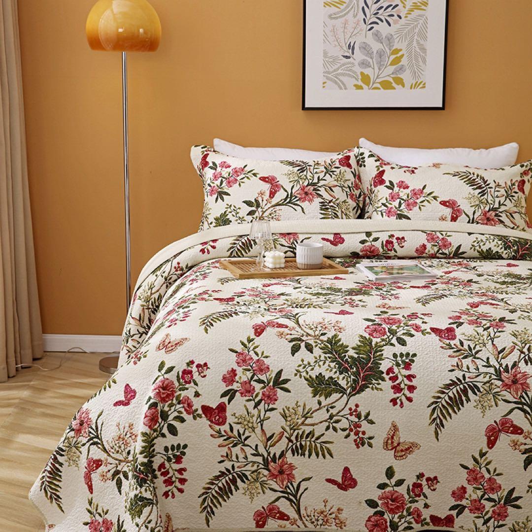 キルトベッドカバー3点セット綿マルチカバー キルティング 820