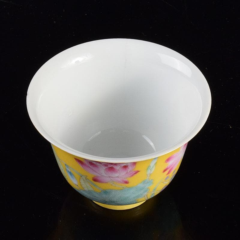 中国 慎徳堂製 黄釉粉彩 花文 茶杯 煎茶碗 C R4784 - メルカリ