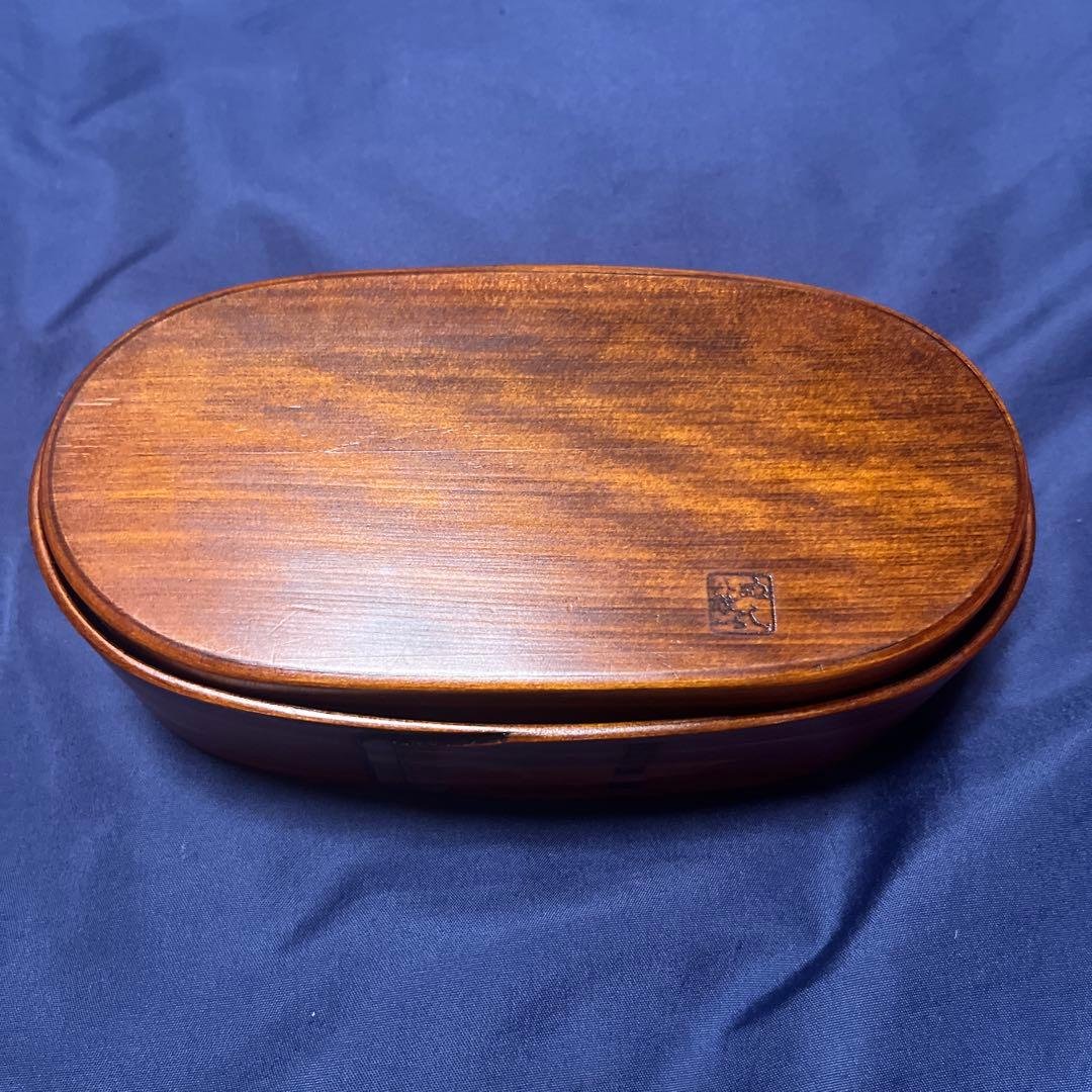 ぬし熊　わっぱ弁当　摺り漆塗り　小判型弁当箱