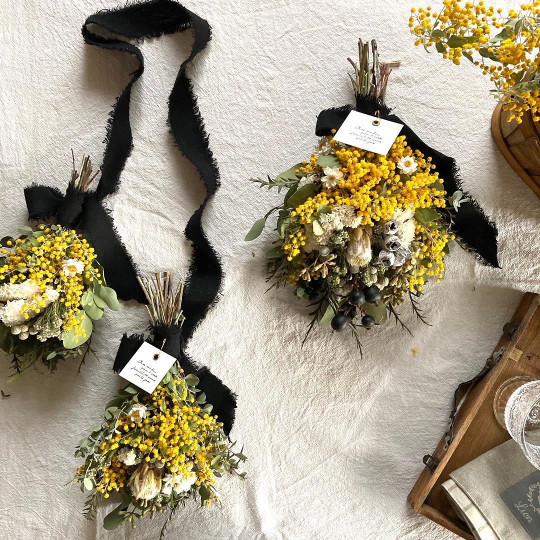 ●売却済● パールアカシアとプロテアのスワッグ　2個(約28cm、23cm)