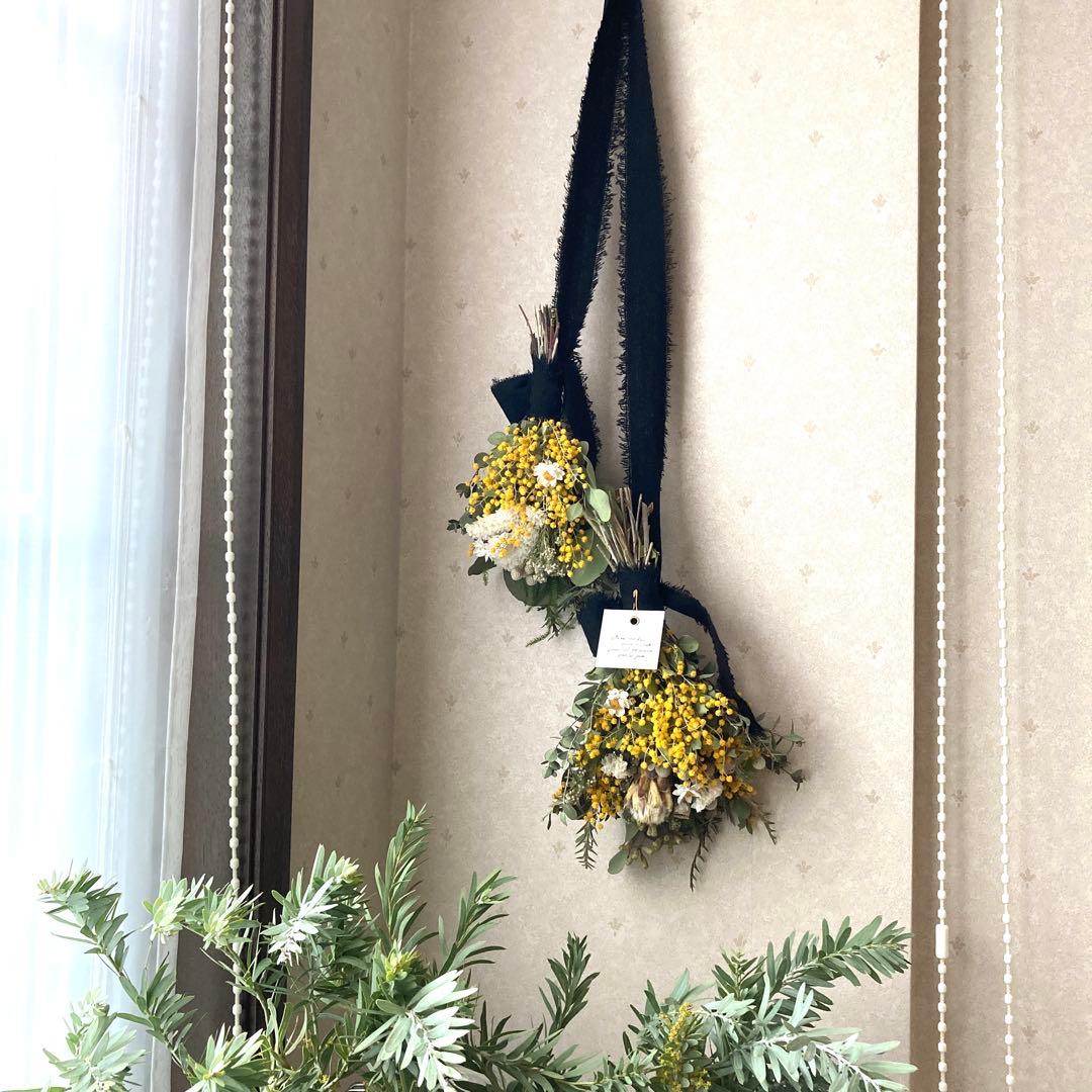 ●売却済● パールアカシアとプロテアのスワッグ　2個(約28cm、23cm)