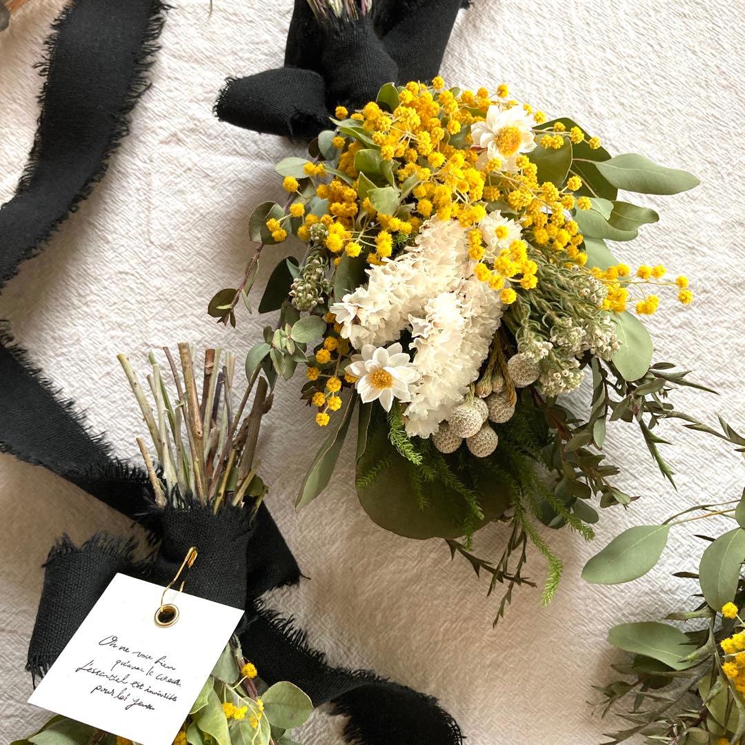 ●売却済● パールアカシアとプロテアのスワッグ　2個(約28cm、23cm)