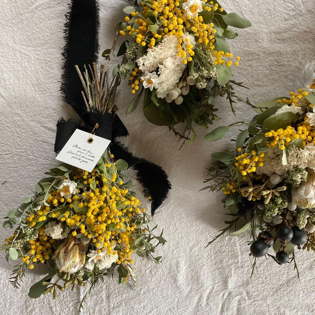 ●売却済● パールアカシアとプロテアのスワッグ　2個(約28cm、23cm)