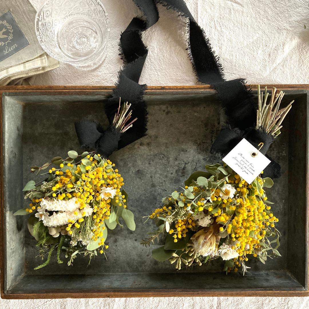 ●売却済● パールアカシアとプロテアのスワッグ　2個(約28cm、23cm)