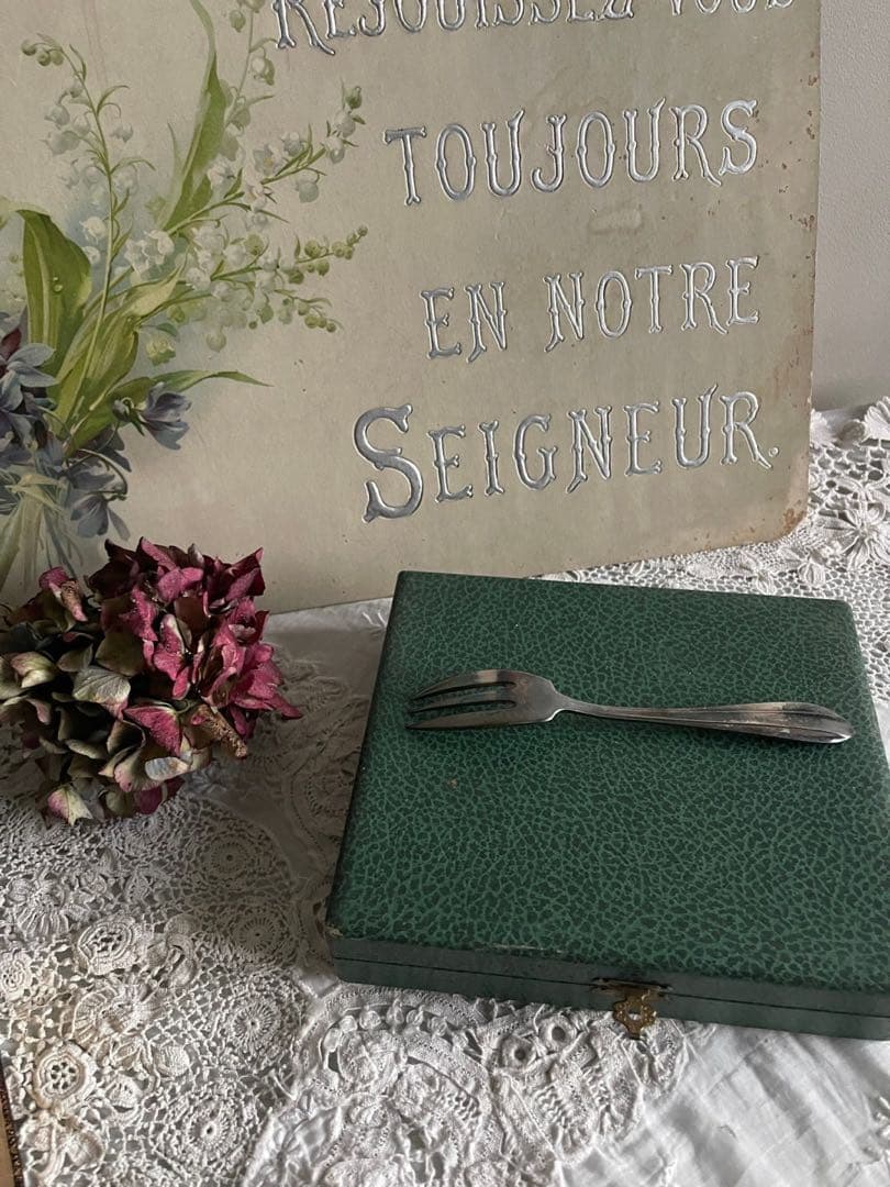 【お41】30 フランスアンティーク　フォーク　メッキ