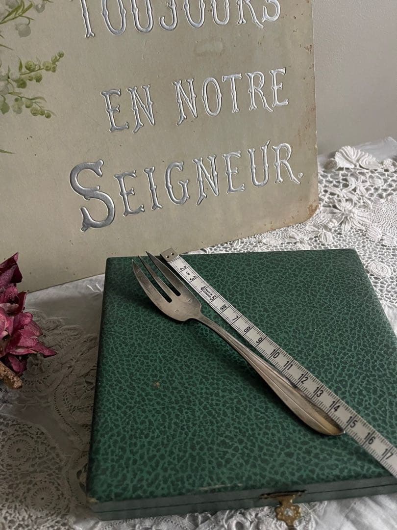 【お41】30 フランスアンティーク　フォーク　メッキ