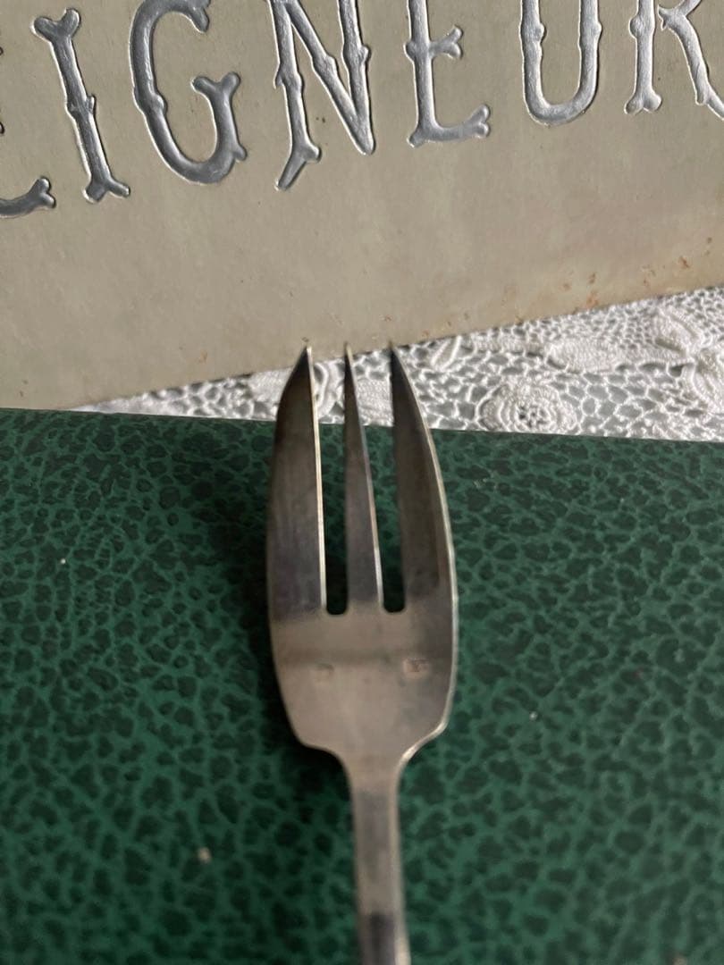 【お41】30 フランスアンティーク　フォーク　メッキ