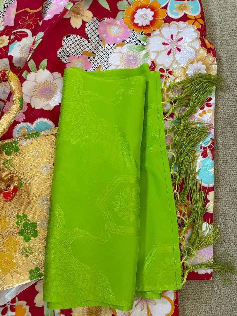 七五三 着物セット 赤色 花柄　7歳用