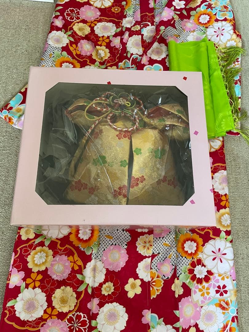 七五三 着物セット 赤色 花柄　7歳用