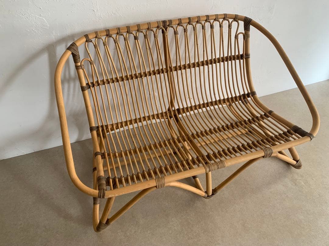 ラタン 2人掛けソファ 110cm幅