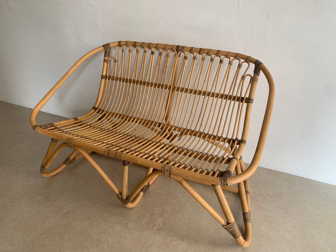 ラタン 2人掛けソファ 110cm幅