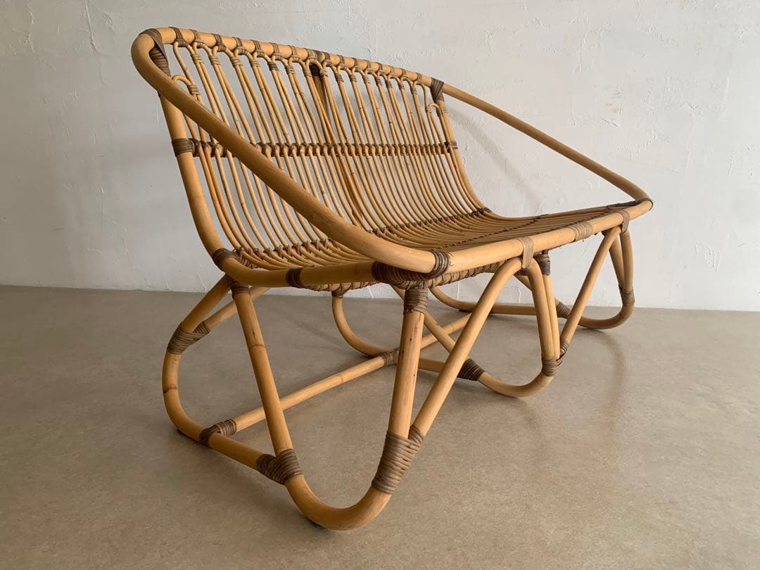 ラタン 2人掛けソファ 110cm幅