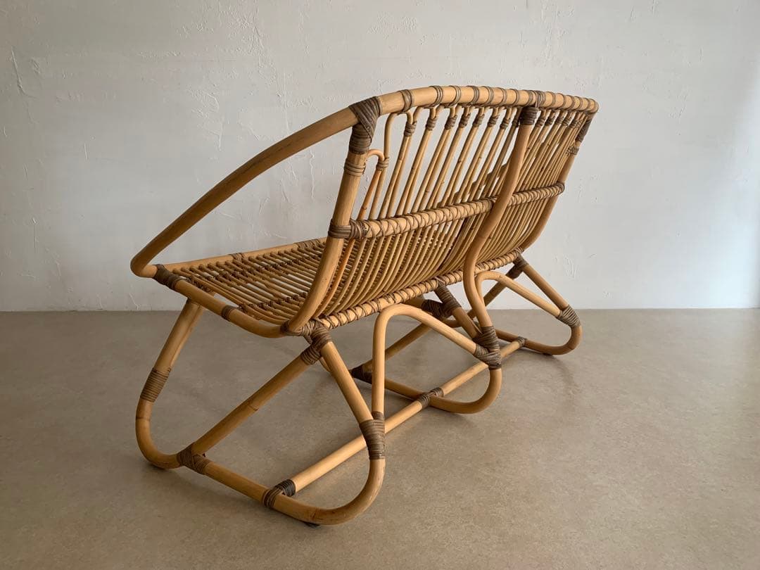 ラタン 2人掛けソファ 110cm幅