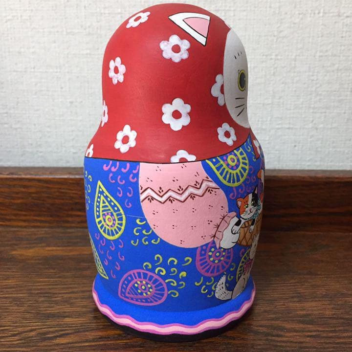 ＊訳あり ロシア雑貨☆ネコマトリョーシカ(6P)招き猫 縁起物 エカテリーナ作